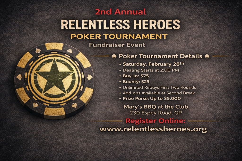 Relentless Heroes to Host Second Annual Community Poker Tournament on February 28